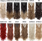 Clip In Hair Extensions 8 piece  kleur blond 24T613 60cm  synthetic hair