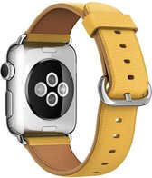 Geschikt voor Apple Watch bandje 38 / 40 / 41 mm - Series 1 2 3 4 5 6 7 SE - Smartwatch iWatch horloge band - 38mm 40mm 41mm - Fungus - PU Leer - Geel - Vouw