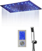 Mawialux digitaal thermostatisch inbouw regendoucheset - LED verlichting - Vierkant - Coati Chroom