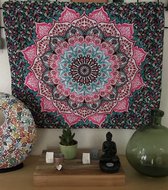 Mandala kleed - tafelkleed - 95 x 75 cm - wandkleed - Wit / Roze