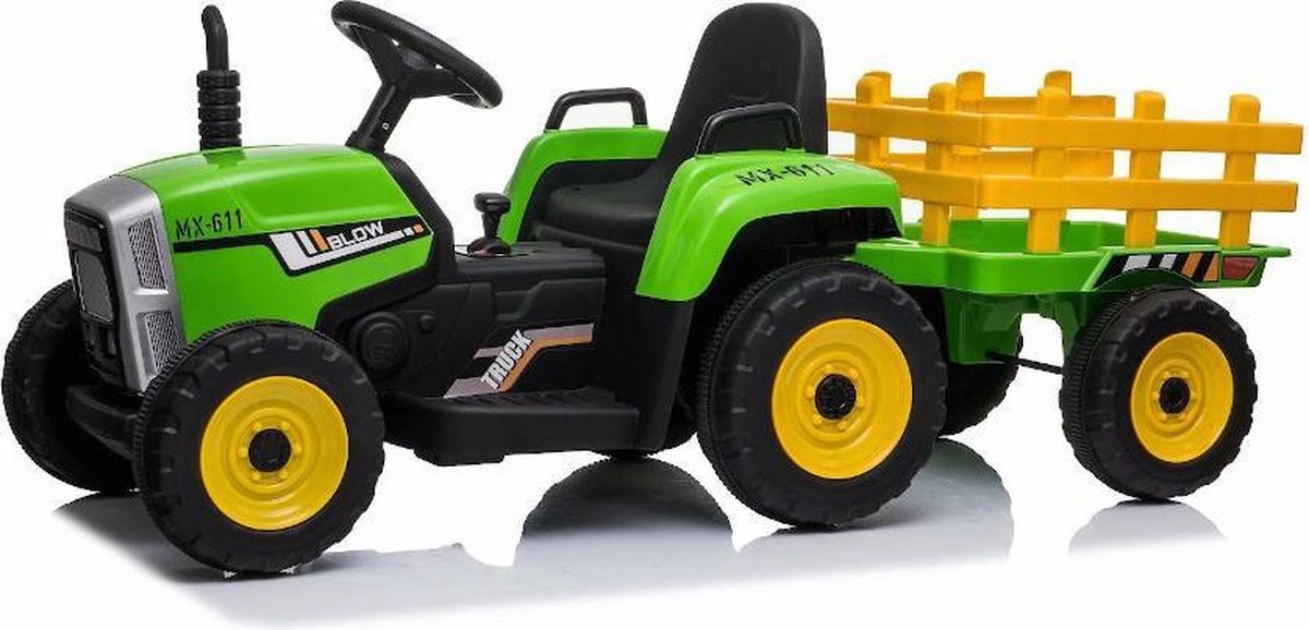 Opa tyfoon plafond Kindervoertuig - elektrische tractor met aanhanger - 12V accu, 2 motoren  accuvoertuig... | bol.com