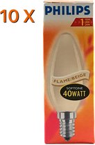 Philips Gloeilamp Kaars 40W E14 Softone Flame/Beige (10 stuks)