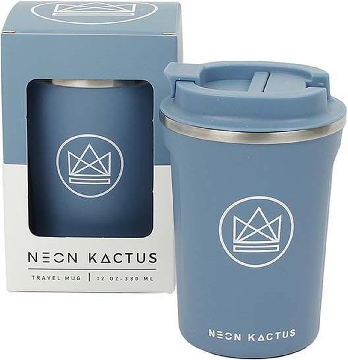 Koffiebeker To Go - Thermosbeker - Travel Mug - Neon Kactus - Super Sonic - Blauw - 380ml