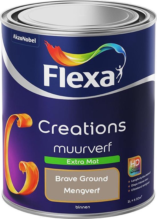 automaat Mysterieus beddengoed Flexa Creations Muurverf - Extra Mat - Kleur van het jaar 2021 - Brave  Ground - 1 liter | bol.com