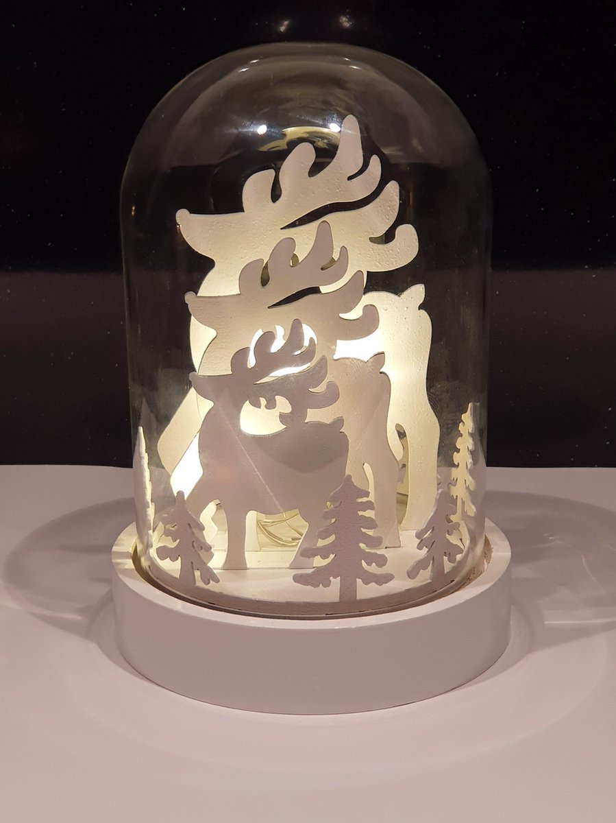 Grote glazen kerst Stolp (18 cm!) met Led verlichting en