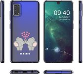 Samsung Galaxy A41 Siliconen telefoonhoesje transparant olifantjes/hartjes