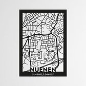 NUENEN  KAART - Cityweb - Steden - Wanddecoratie - Muurdecoratie - Muur decoratie - MDF hout - Decoratie - Formaat 59.4 x 42 cm