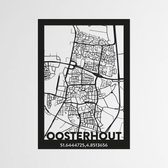 OOSTERHOUT  KAART - Cityweb - Steden - Wanddecoratie - Muurdecoratie - Muur decoratie - MDF hout - Decoratie - Formaat 59.4 x 42 cm