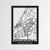 ROOSENDAAL  KAART - Cityweb - Steden - Wanddecoratie - Muurdecoratie - Muur decoratie - MDF hout - Decoratie - Formaat 59.4 x 42 cm