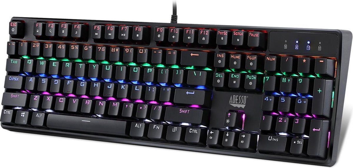 Adesso gaming toetsenbord - mechanisch - RGB verlichting - qwerty - 43,8 x 13,1 x 3,8 cm