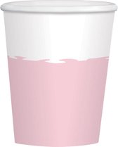 Amscan Feestbekers 250 Ml Karton Roze/wit 8 Stuks