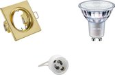 LED Spot Set - GU10 Fitting - Inbouw Vierkant - Mat Goud - Kantelbaar 80mm - Philips - MASTER 927 36D VLE - 4.9W - Warm Wit 2200K-2700K - DimTone Dimbaar - BES LED