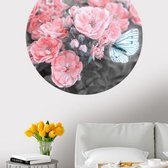Behangcirkel - Bloemen Roze 60 cm