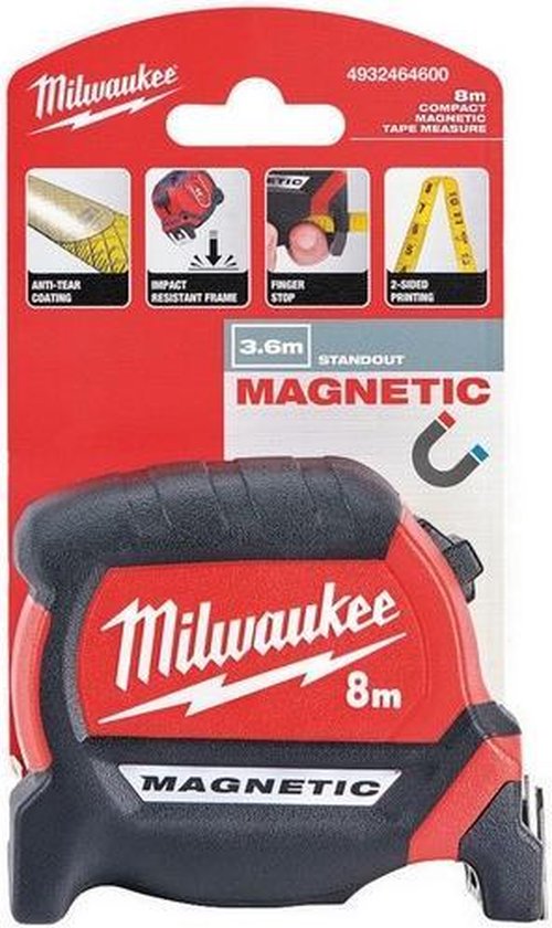 Mètre ruban magnétique 8m Premium, 4932464600 - Milwaukee