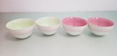 Set schaaltjes roze en groen 4 stuks