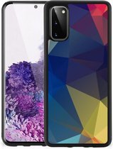 Siliconen Back Cover Geschikt voor Geschikt voor Samsung Galaxy S20 Telefoon Hoesje met Zwarte rand Polygon Dark