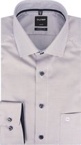 OLYMP Luxor modern fit overhemd - bruin - lichtblauw en wit mini dessin (contrast) - Strijkvrij - Boordmaat: 43