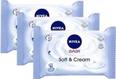 Nivea Baby Soft & Cream - billendoekjes - 3 x 63 doekjes