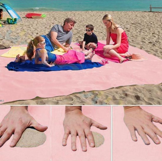 Zandvrij Strandlaken – 200 x 200 cm – Roze- Strandhandoek - Beachmat - Geen last van zand - Strandkleed - Stranddoek - Anti zand