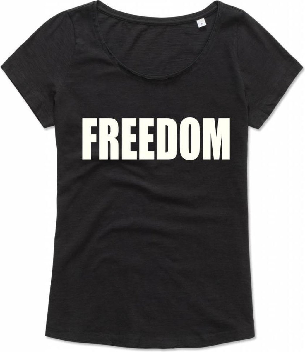 ByKemme - Dames T-Shirt - Fun T-Shirt - Korte Mouw - Casual T-Shirt - Lifestyle T-Shirt - Fun Tekst - Activist - FREEDOM Size S