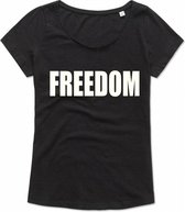 ByKemme - Dames T-Shirt - Fun T-Shirt - Korte Mouw - Casual T-Shirt - Lifestyle T-Shirt - Fun Tekst - Activist - FREEDOM Size  S