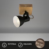 Briloner Leuchten - ARBO, wandlamp, spot draaibaar, GU10 max. 35W, Materiaal: hout en Metaal, Kleur: zwart