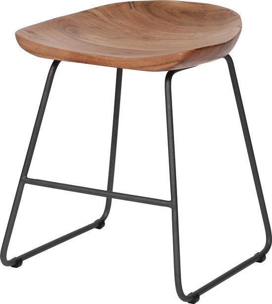 Duverger® Ergonomic - Béquilles - lot de 2 - assise en bois - ergonomique - acacia massif - naturel - structure en métal noir