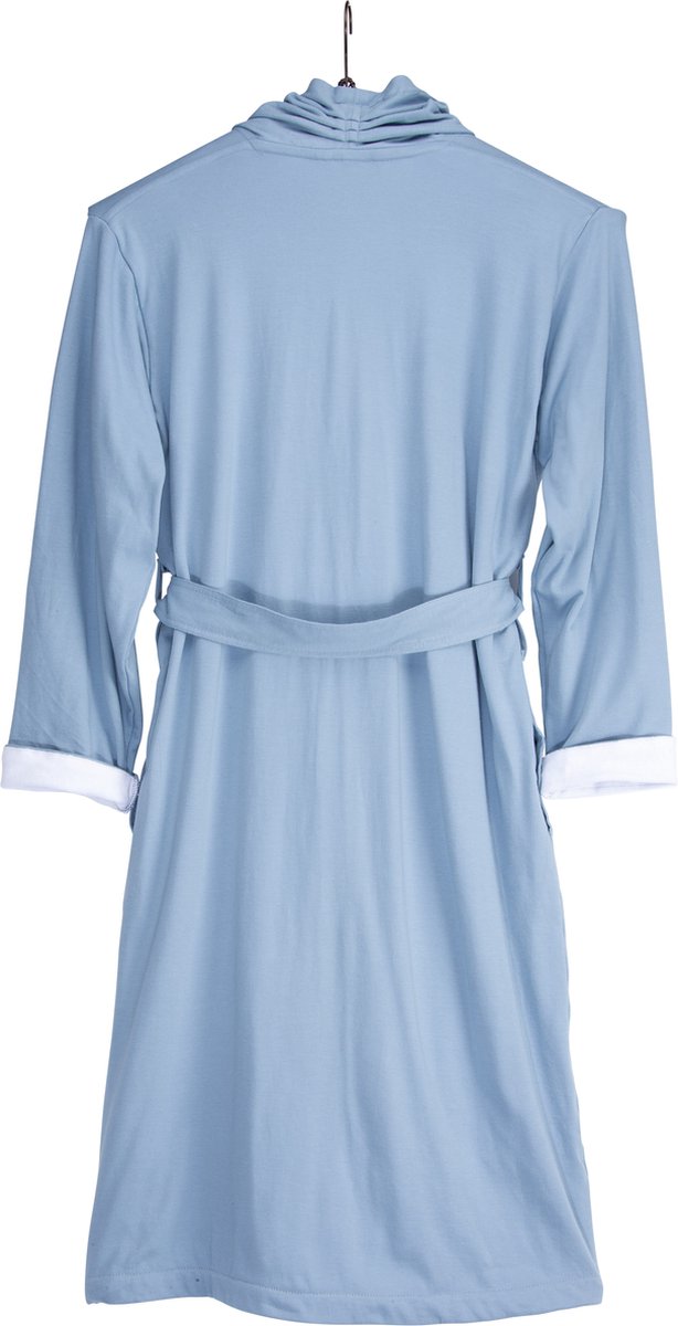 Walra Badjas Soft Jersey Robe Dames 100 Katoen S/M Blauw / Wit