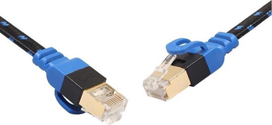 Supersnelle Cat7 RJ45 Netwerkkabel - LAN Ethernet Kabel - Wifi Netwerk Verlengkabel - Verlengsnoer - 3 Meter Lang - 10.000 Mbit/s - Blauw/Zwart - AA Commerce