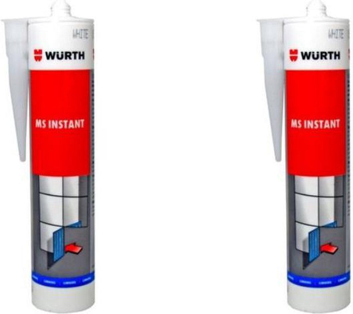 Wurth, kit MS Instant, High Tack, Wit, 580 ml, paquet de 2 | bol.com