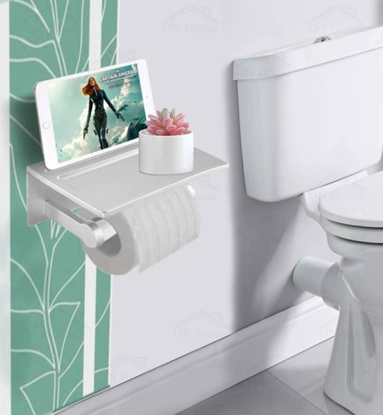YUMORE Toiletpapierhouder Met Plank - Zelfklevend Of Te Boren Metaal Zwart