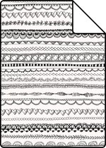 Proefstaal ESTAhome behang kanten linten zwart en wit - 138841 - 26,5 x 21 cm