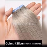 Tape Hair Extensions kleur silver  Stikker 50gram/2,5gram stuk dik&volle punten