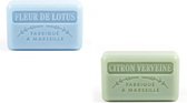 Soap bar set - zeep savon de marseille Citroen Verveine + Fleur de lotus 2x125 gr.