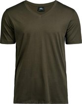 Tee Jays - Heren Luxe T-Shirt met V-Hals (Donkergroen)