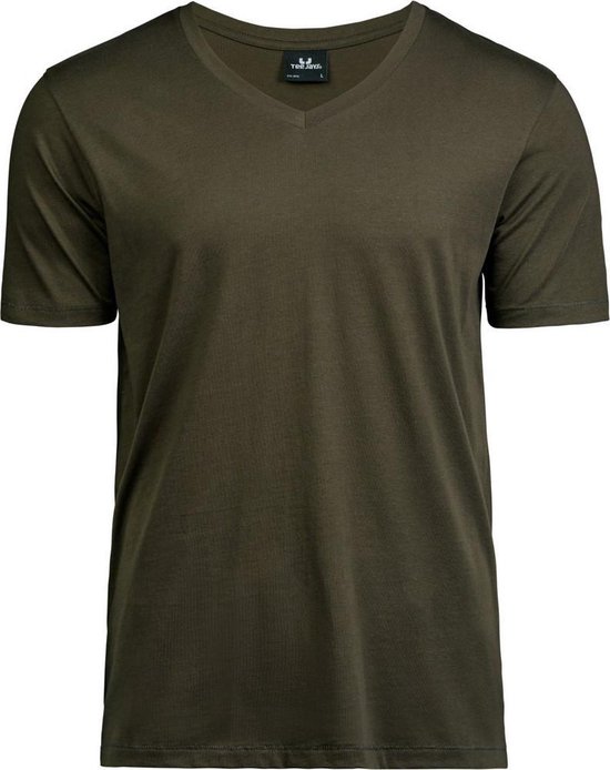 Tee Jays - Heren Luxe T-Shirt met V-Hals (Donkergroen)