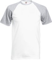 Shortsleeve Baseball T-shirt (Wit / Grijs) S