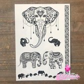 GetGlitterBaby - Henna Plak Tattoos / Tijdelijke Tattoo / Nep Tatoeage / Fake Temporary Tattoo - Olifant