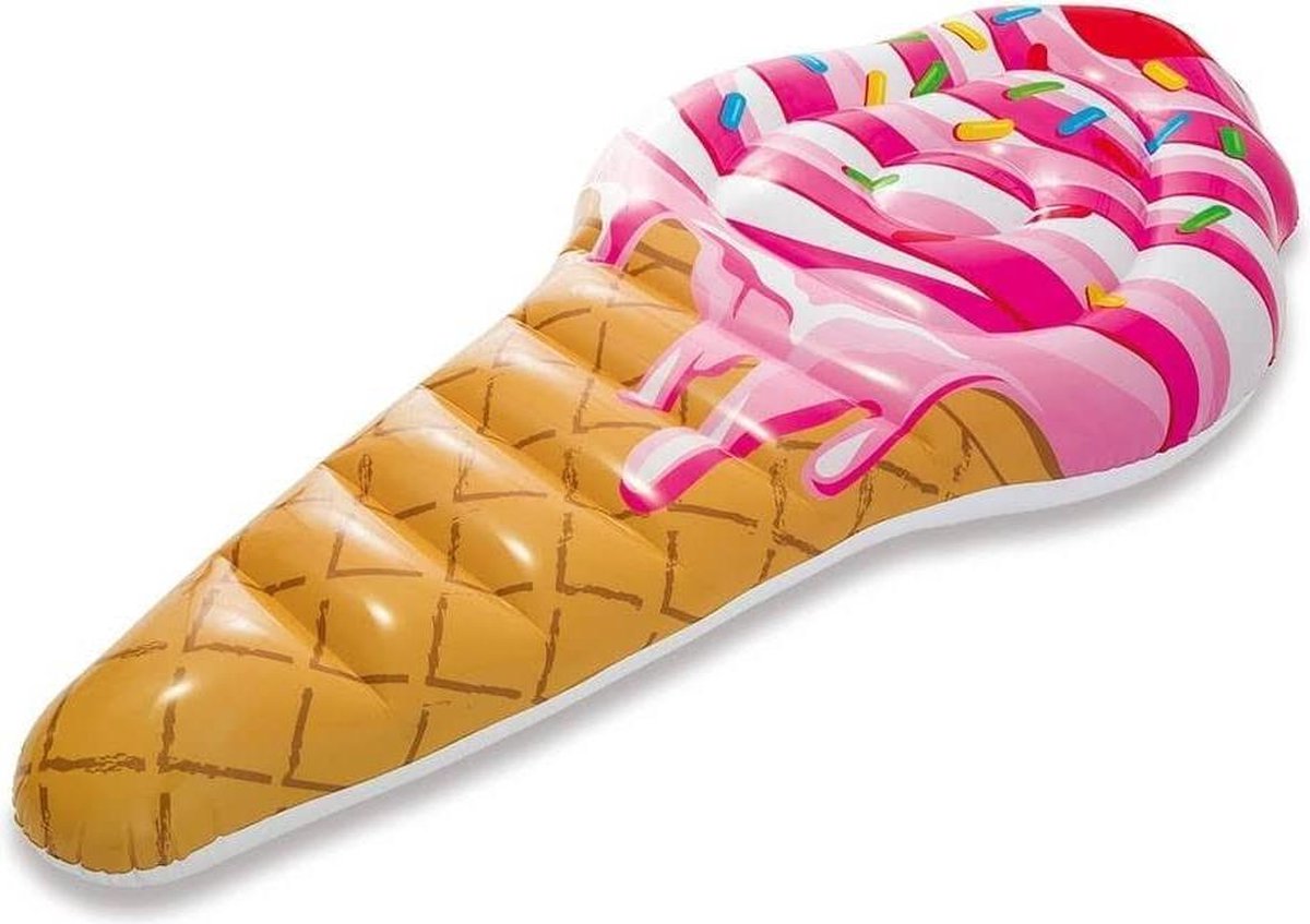 INTEX - luchtmatras zwembad - Ice Cream - 224 x 107 cm - luchtbed - opblaasbaar figuur - bruin/roze
