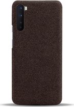 OnePlus Nord Hoesje Stof Textuur Back Cover Bruin