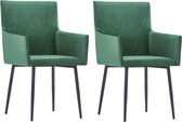 Eetkamerstoelen set 2 stuks Groen Velvet  (Incl LW anti kras viltjes) - Eetkamer stoelen - Extra stoelen voor huiskamer - Dineerstoelen – Tafelstoelen