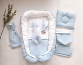Comfykids Babynestset - Wafelkatoen - Kraamcadeau - Babyblauw - Set Van 8 Onderdelen