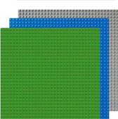 Bouwplaten - lego geschikt - set van 3 stuks - 32x32 noppen - Bouwstenen - Groen Blauw Grijs - Grondplaten