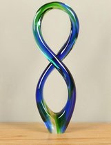 Glas decoratie groen/blauw, 40 cm, B016. Glassculptuur, Glazen beeld, Glaskunst. Kleurrijk glassculptuur