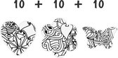 Schoolpakket / 6-8 jaar / 10 x Hart - 10 x Bloem - 10 x Vlinder / Patroon Olympico