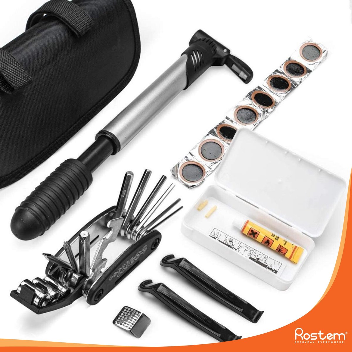 Rostem® 16 In 1 Bandenplakset - Reparatieset Voor Lekke Band - Draagbaar - Fietsband Reparatieset -