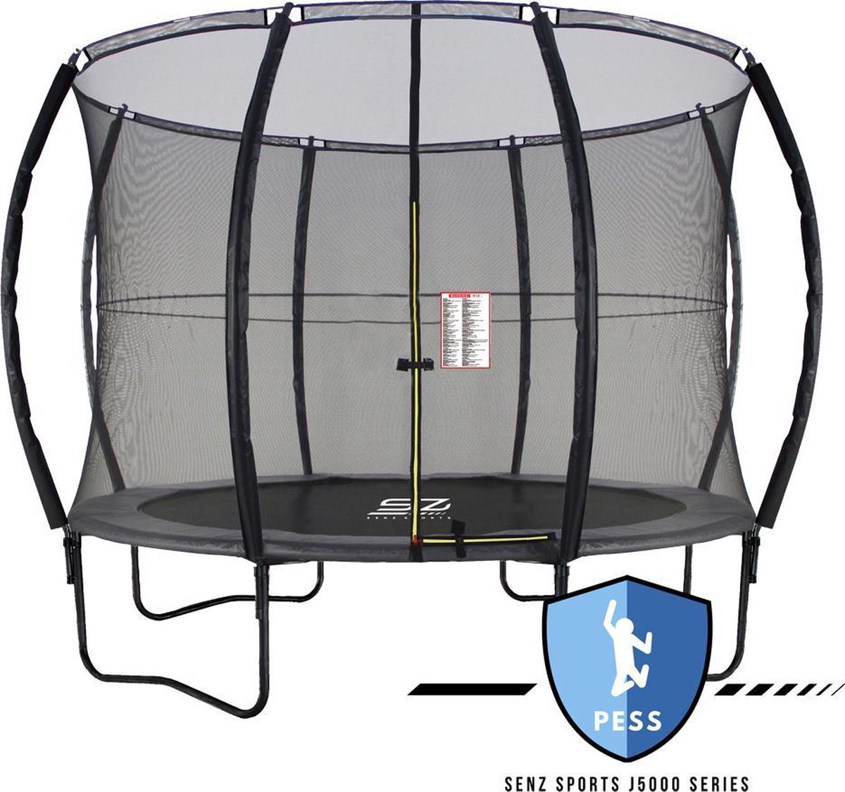 Trampoline - Senz Sports J5000 Series - 366 cm - Grijs - trampoline met elastieken