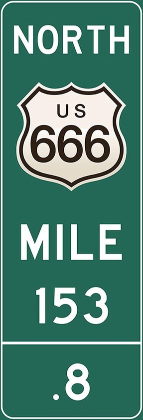 Signs-USA Verkeersbord - Mile Marker Amerika - Route 666 - Wandbord - 55 x 20 cm