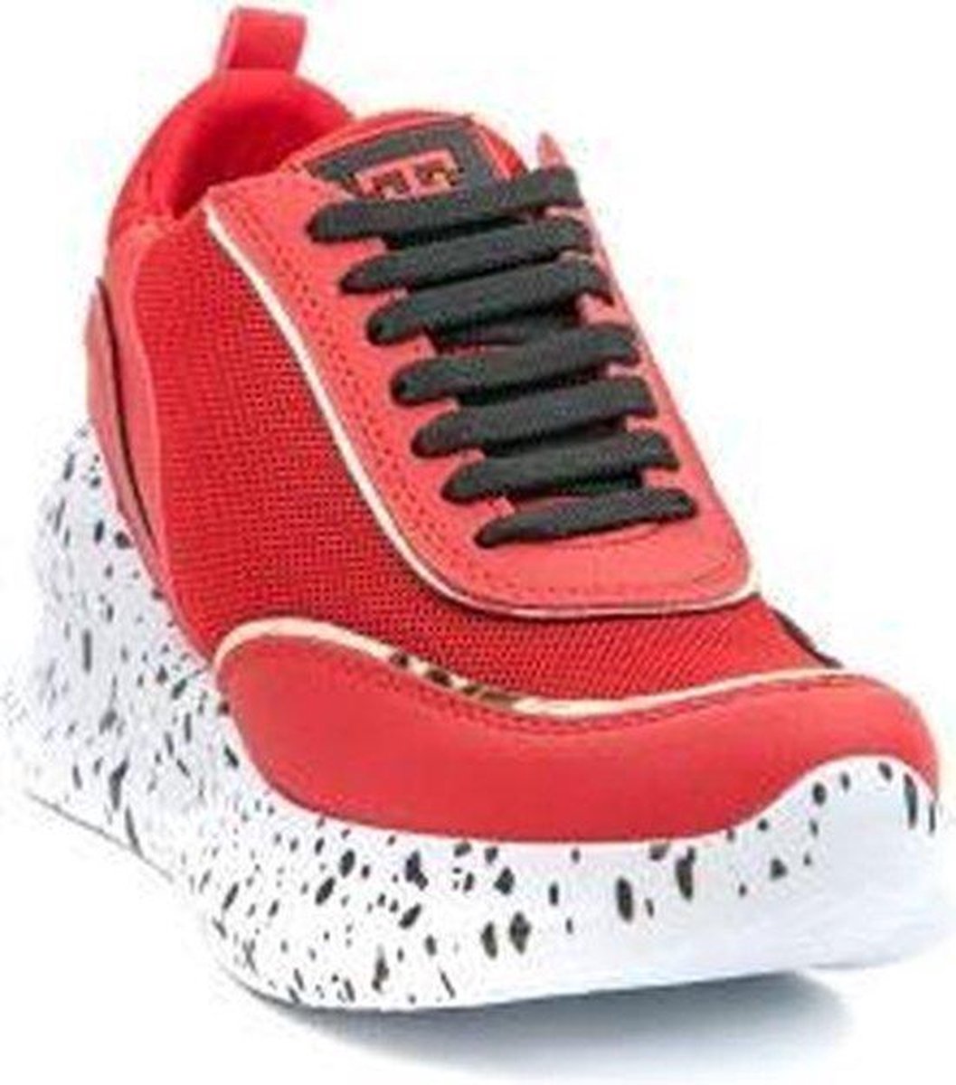 Ewoll Dames Sneaker met hoge zool - Rood - Maat 36