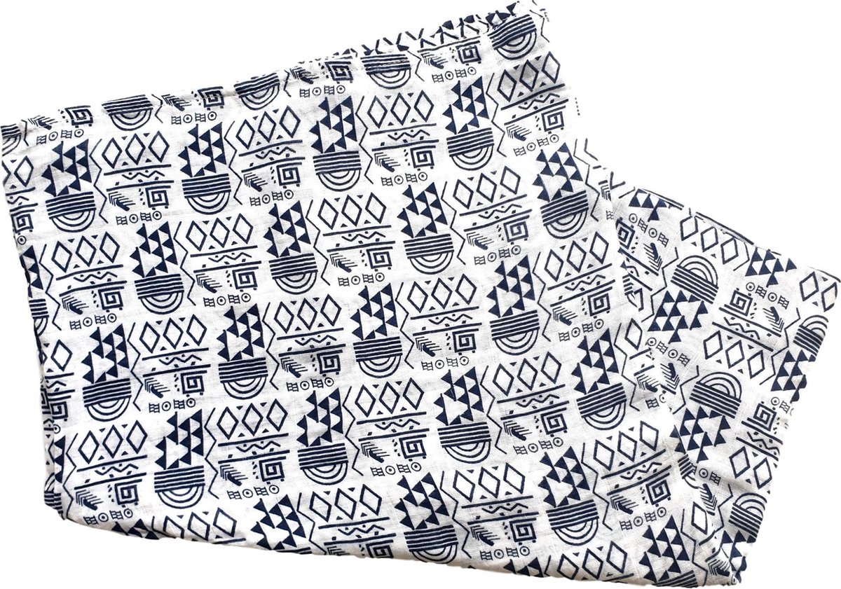 Swaddle doek XL - Blauwe tekens